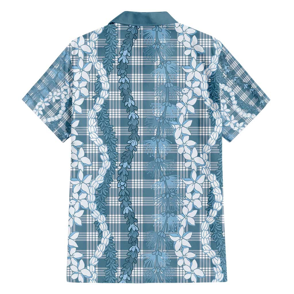 Hawaiian Ohia Lehua Lei Family Matching Off Shoulder Maxi Dress and Hawaiian Shirt Plaid Palaka Uliuli Omaomao Pattern - Polynesian Pride