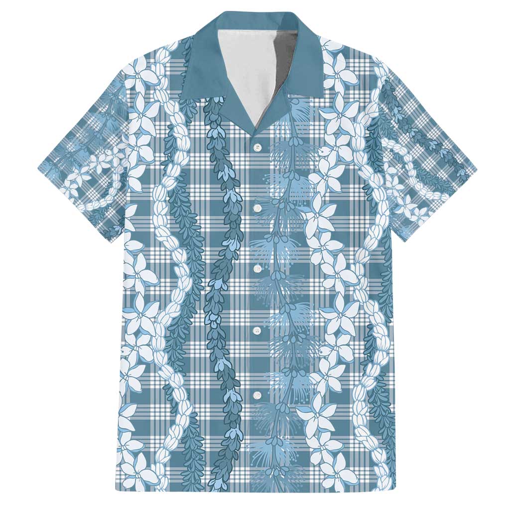 Hawaiian Ohia Lehua Lei Family Matching Puletasi and Hawaiian Shirt Plaid Palaka Uliuli Omaomao Pattern - Polynesian Pride