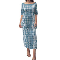 Hawaiian Ohia Lehua Lei Family Matching Puletasi and Hawaiian Shirt Plaid Palaka Uliuli Omaomao Pattern - Polynesian Pride