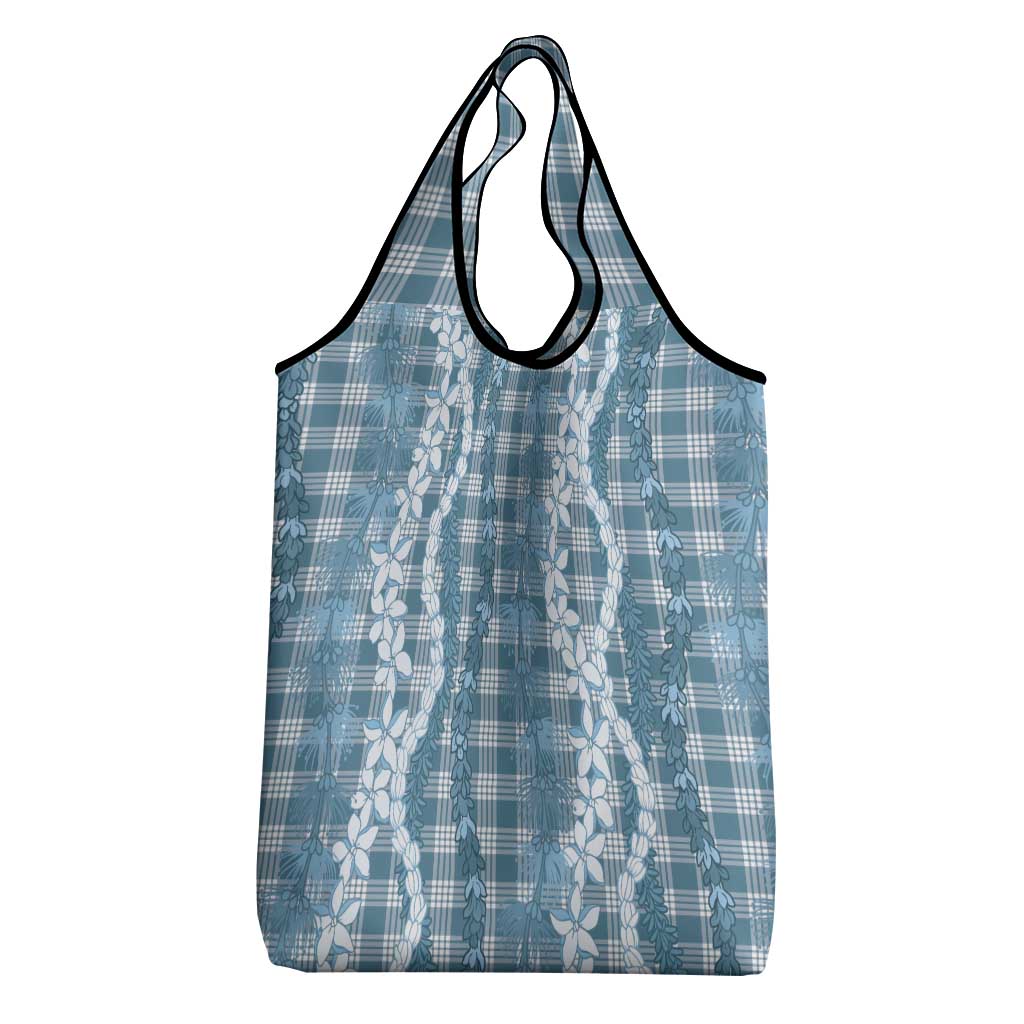 Hawaiian Ohia Lehua Lei Grocery Bag Plaid Palaka Uliuli Omaomao Pattern - Polynesian Pride