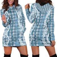 Hawaiian Ohia Lehua Lei Hoodie Dress Plaid Palaka Uliuli Omaomao Pattern - Polynesian Pride