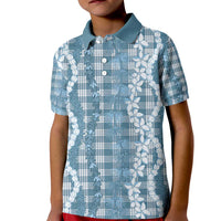 Hawaiian Ohia Lehua Lei Kid Polo Shirt Plaid Palaka Uliuli Omaomao Pattern - Polynesian Pride