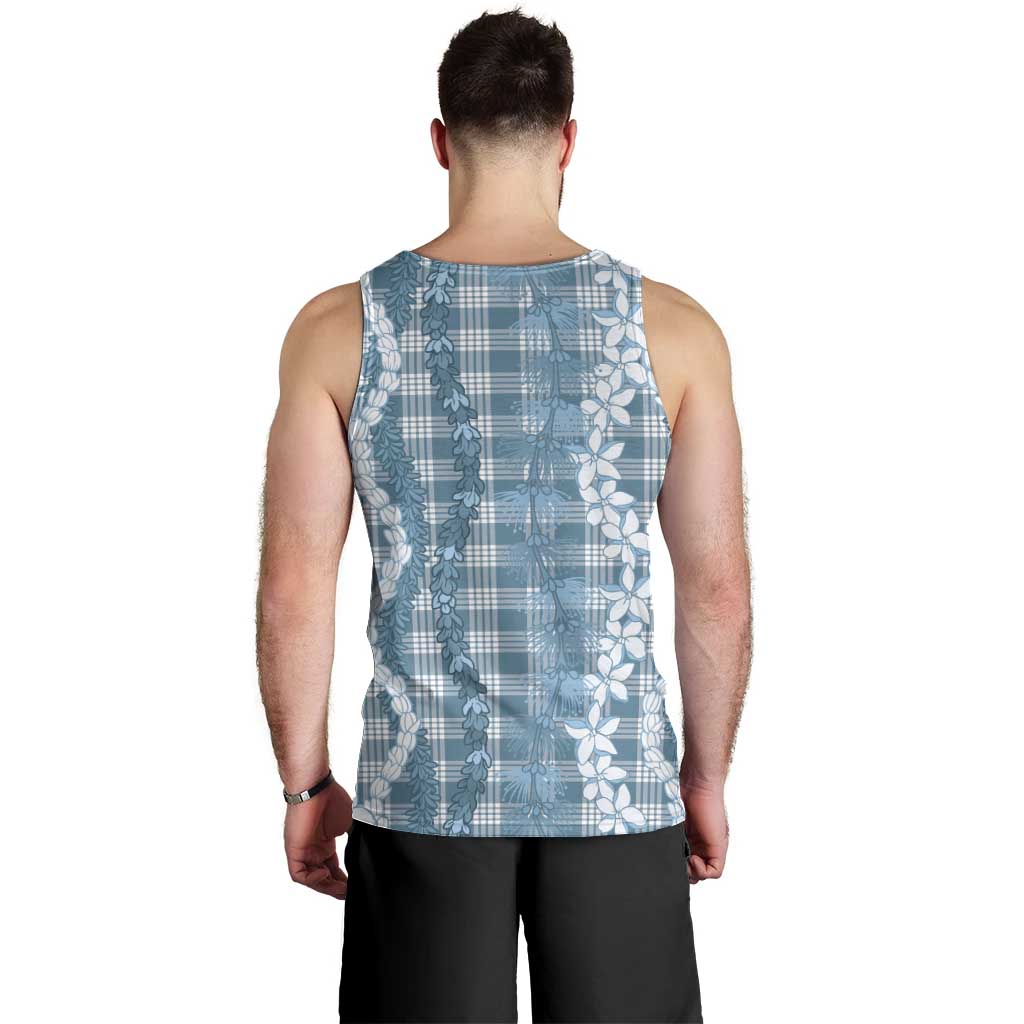 Hawaiian Ohia Lehua Lei Men Tank Top Plaid Palaka Uliuli Omaomao Pattern - Polynesian Pride