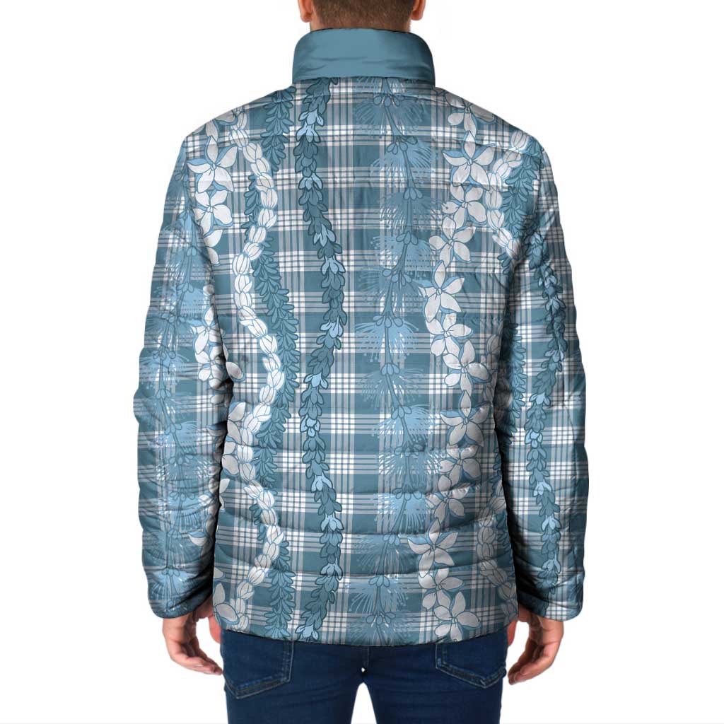 Hawaiian Ohia Lehua Lei Padded Jacket Plaid Palaka Uliuli Omaomao Pattern - Polynesian Pride