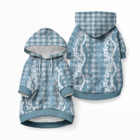 Hawaiian Ohia Lehua Lei Pet Hoodie Plaid Palaka Uliuli Omaomao Pattern LT9 Pullover Teal - Polynesian Pride