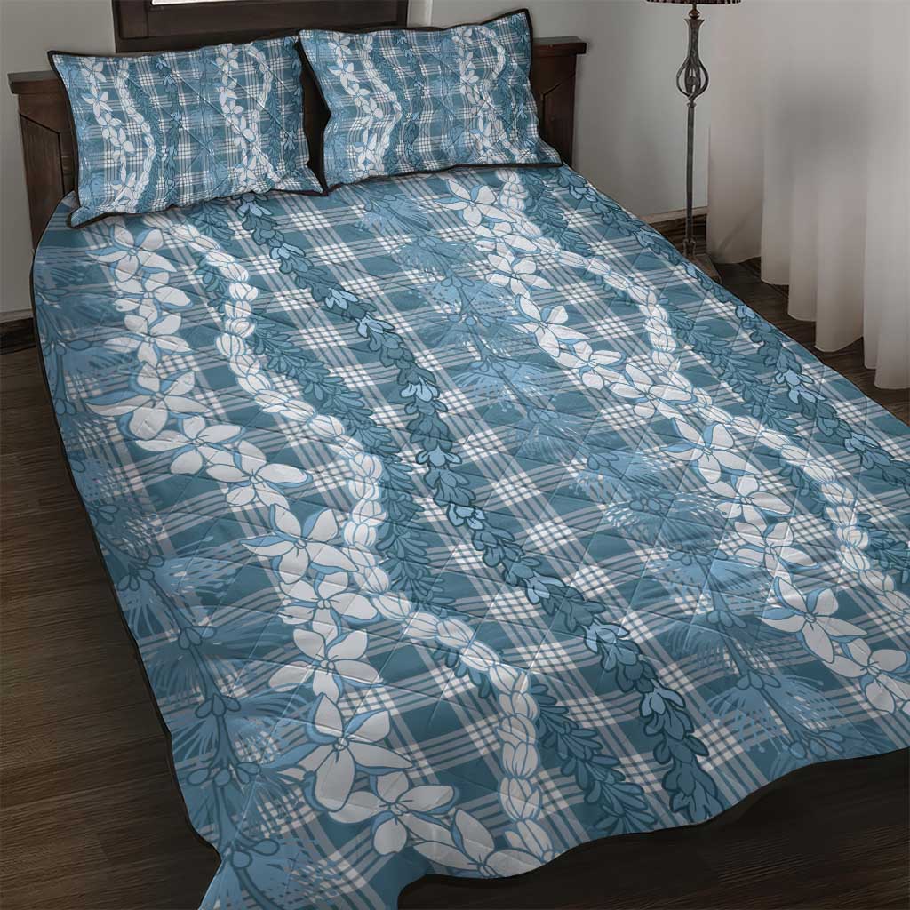 Hawaiian Ohia Lehua Lei Quilt Bed Set Plaid Palaka Uliuli Omaomao Pattern - Polynesian Pride