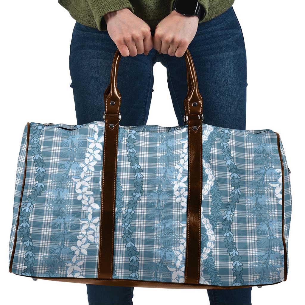 Hawaiian Ohia Lehua Lei Travel Bag Plaid Palaka Uliuli Omaomao Pattern - Polynesian Pride