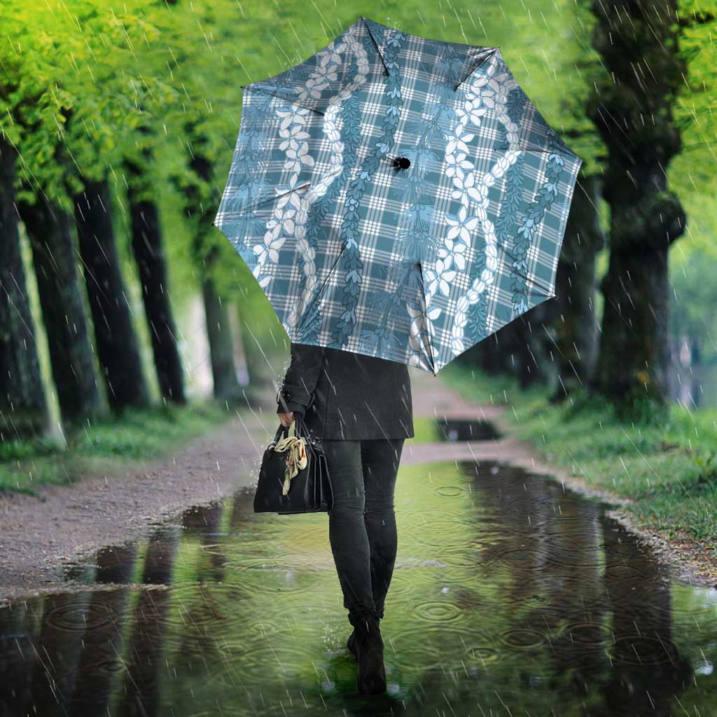 Hawaiian Ohia Lehua Lei Umbrella Plaid Palaka Uliuli Omaomao Pattern - Polynesian Pride