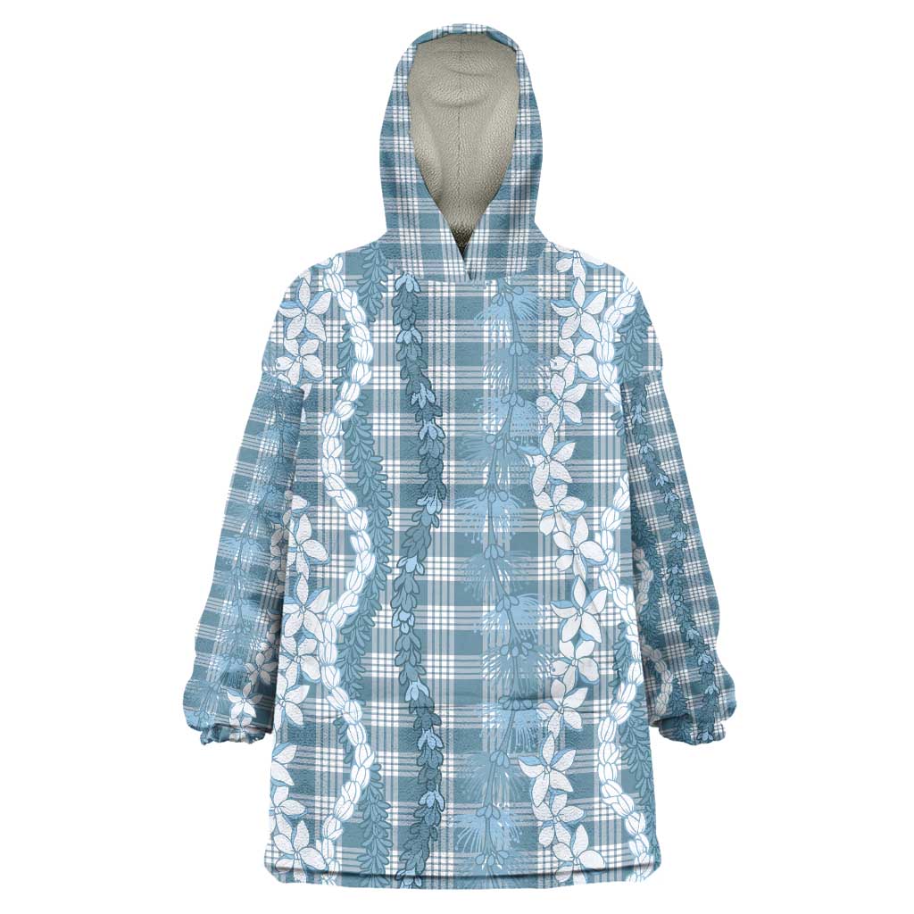 Hawaiian Ohia Lehua Lei Wearable Blanket Hoodie Plaid Palaka Uliuli Omaomao Pattern - Polynesian Pride