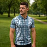 Hawaiian Ohia Lehua Lei Zipper Polo Shirt Plaid Palaka Uliuli Omaomao Pattern - Polynesian Pride