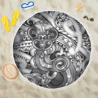 Aotearoa Maori Hei Tiki Beach Blanket Kiwikiwi Kowhaiwhai Puhoro Motif