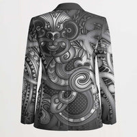 Aotearoa Maori Hei Tiki Blazer Kiwikiwi Kowhaiwhai Puhoro Motif