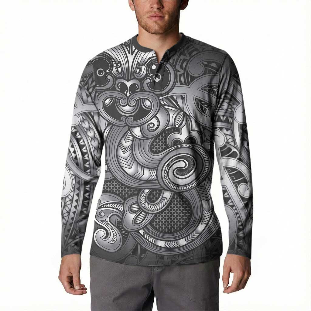 Aotearoa Maori Hei Tiki Button Sweatshirt Kiwikiwi Kowhaiwhai Puhoro Motif