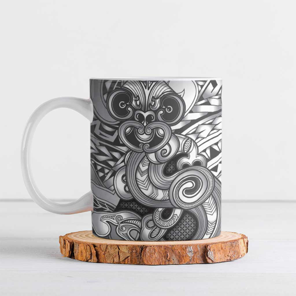 Aotearoa Maori Hei Tiki Ceramic Mug Kiwikiwi Kowhaiwhai Puhoro Motif