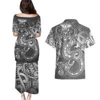 Aotearoa Maori Hei Tiki Couples Matching Puletasi and Hawaiian Shirt Kiwikiwi Kowhaiwhai Puhoro Motif LT9 - Polynesian Pride