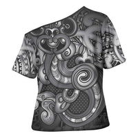 Aotearoa Maori Hei Tiki Cross Shoulder Shirt Kiwikiwi Kowhaiwhai Puhoro Motif
