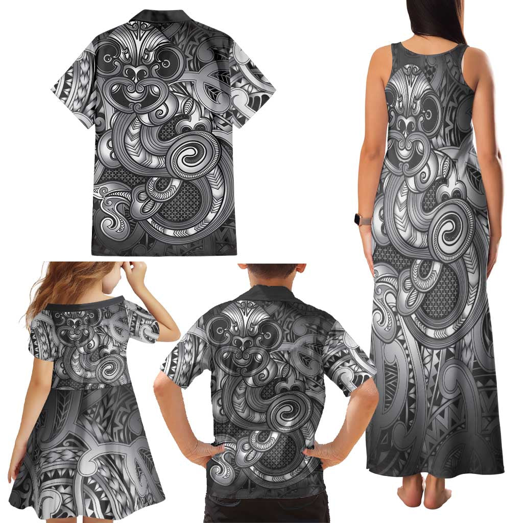 Aotearoa Maori Hei Tiki Family Matching Tank Maxi Dress and Hawaiian Shirt Kiwikiwi Kowhaiwhai Puhoro Motif LT9 - Polynesian Pride