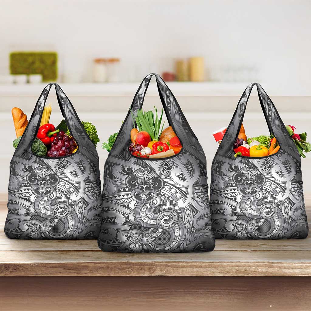 Aotearoa Maori Hei Tiki Grocery Bag Kiwikiwi Kowhaiwhai Puhoro Motif