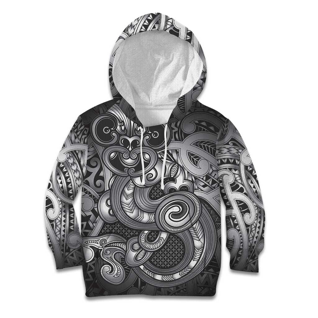 Aotearoa Maori Hei Tiki Kid Hoodie Kiwikiwi Kowhaiwhai Puhoro Motif