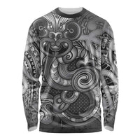 Aotearoa Maori Hei Tiki Long Sleeve Shirt Kiwikiwi Kowhaiwhai Puhoro Motif LT9 Unisex Grey - Polynesian Pride