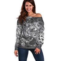 Aotearoa Maori Hei Tiki Off Shoulder Sweater Kiwikiwi Kowhaiwhai Puhoro Motif