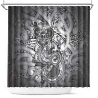 Aotearoa Maori Hei Tiki Shower Curtain Kiwikiwi Kowhaiwhai Puhoro Motif