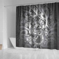 Aotearoa Maori Hei Tiki Shower Curtain Kiwikiwi Kowhaiwhai Puhoro Motif