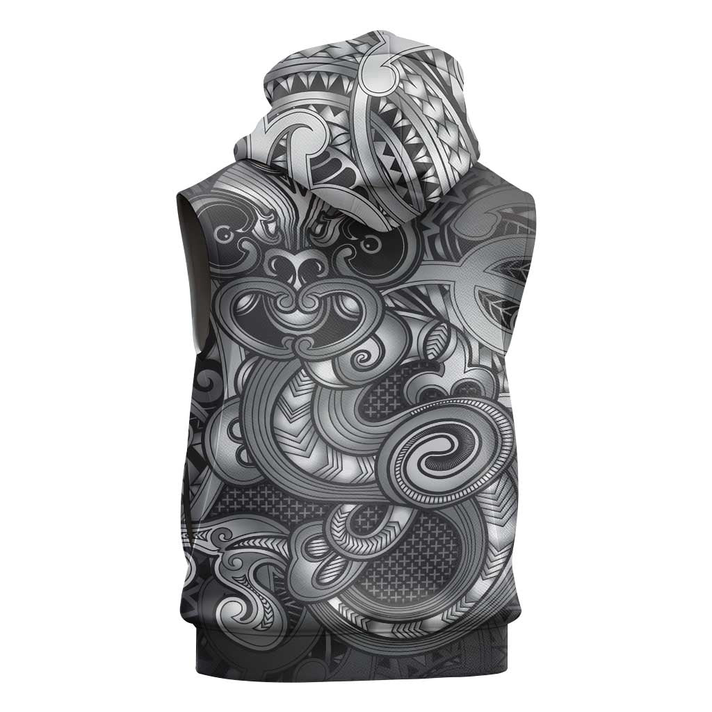 Aotearoa Maori Hei Tiki Sleeveless Zip Hoodie Kiwikiwi Kowhaiwhai Puhoro Motif LT9 - Polynesian Pride