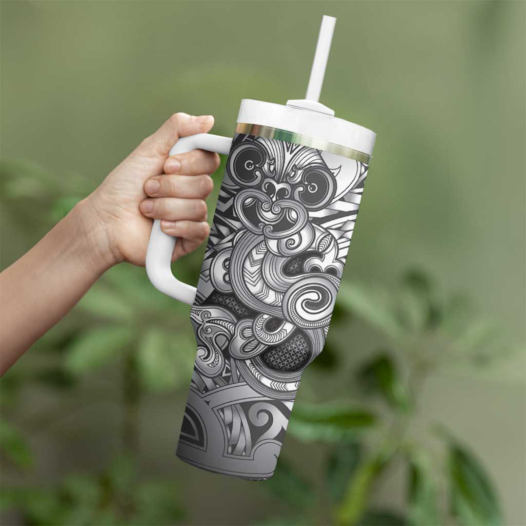 Aotearoa Maori Hei Tiki Tumbler With Handle Kiwikiwi Kowhaiwhai Puhoro Motif