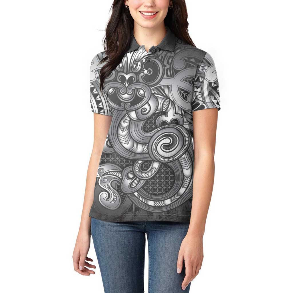 Aotearoa Maori Hei Tiki Women Polo Shirt Kiwikiwi Kowhaiwhai Puhoro Motif LT9 - Polynesian Pride