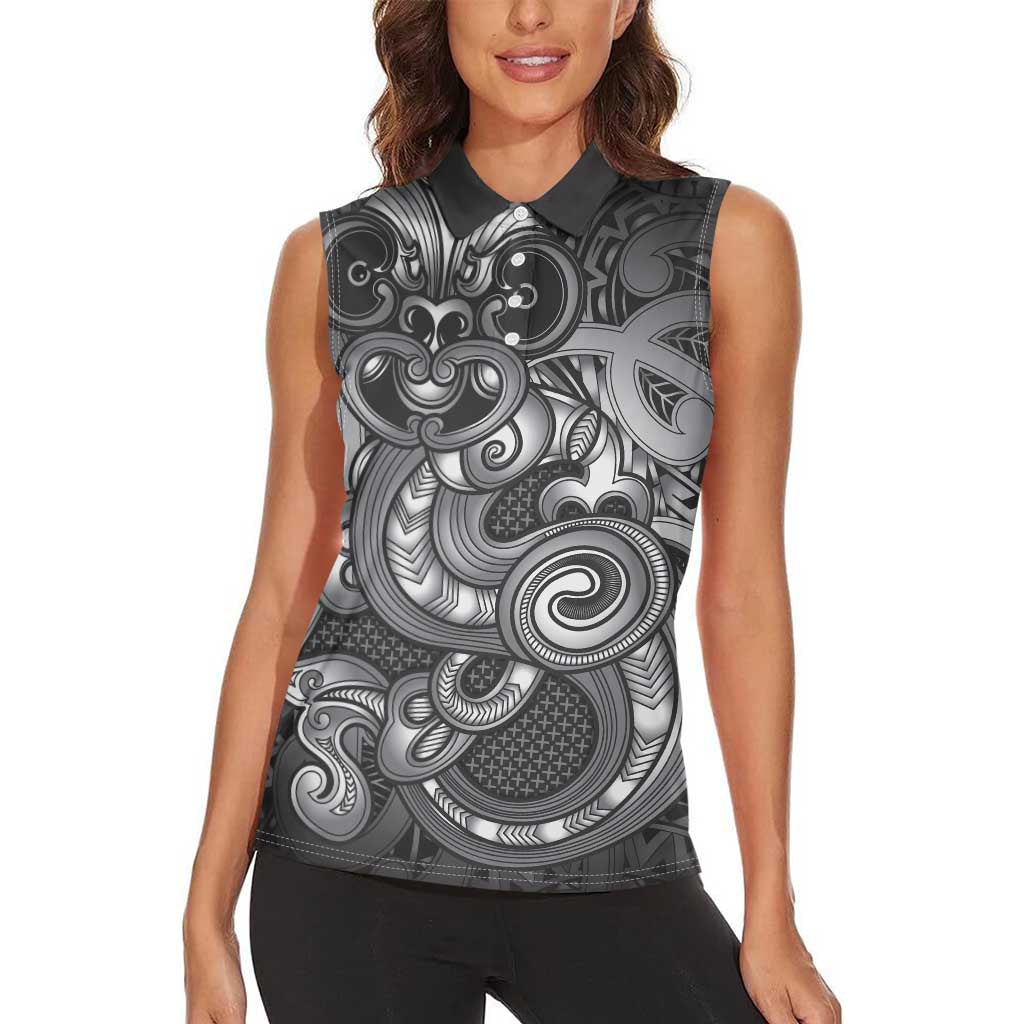 Aotearoa Maori Hei Tiki Women Sleeveless Polo Shirt Kiwikiwi Kowhaiwhai Puhoro Motif LT9 - Polynesian Pride