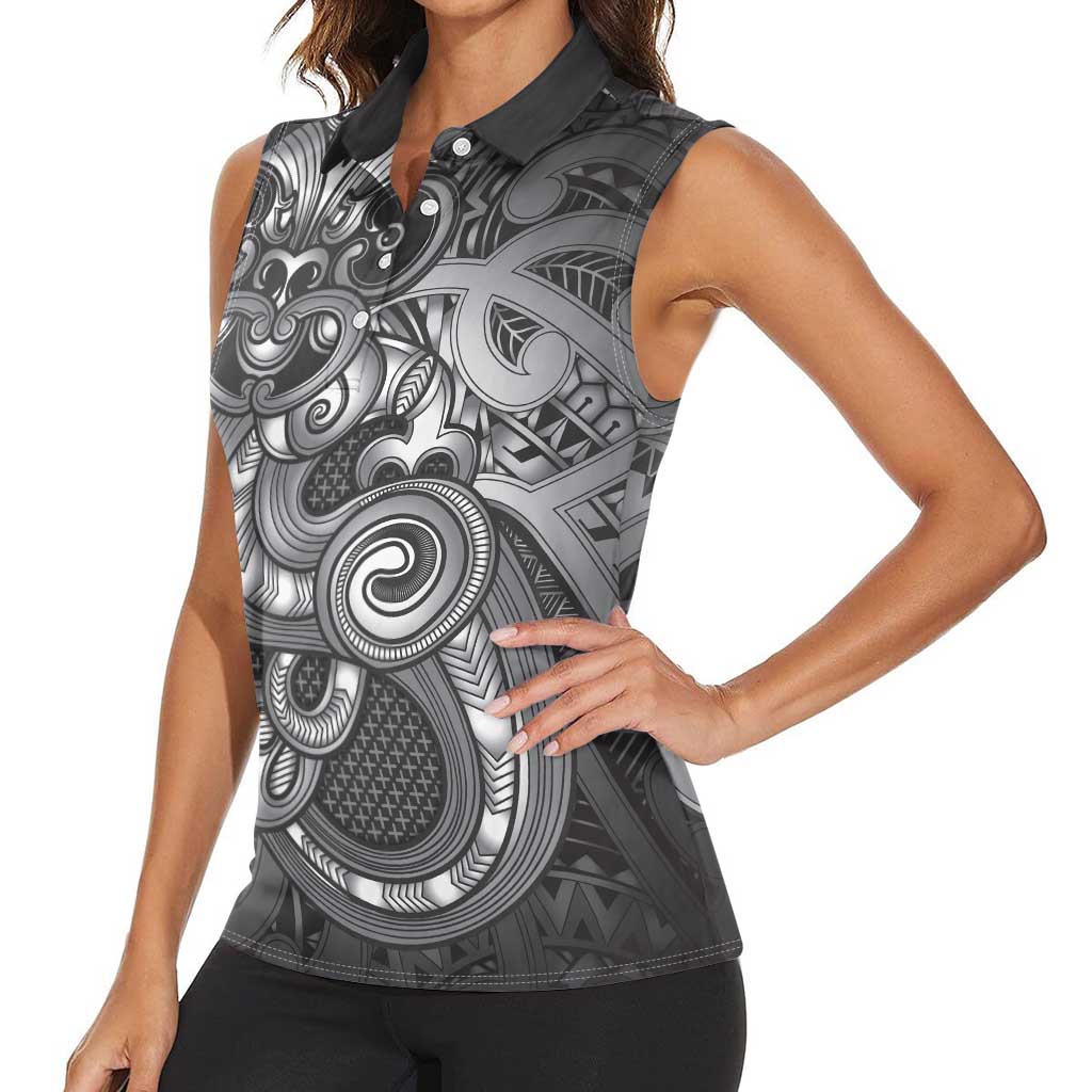 Aotearoa Maori Hei Tiki Women Sleeveless Polo Shirt Kiwikiwi Kowhaiwhai Puhoro Motif LT9 - Polynesian Pride