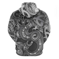 Aotearoa Maori Hei Tiki Zip Hoodie Kiwikiwi Kowhaiwhai Puhoro Motif