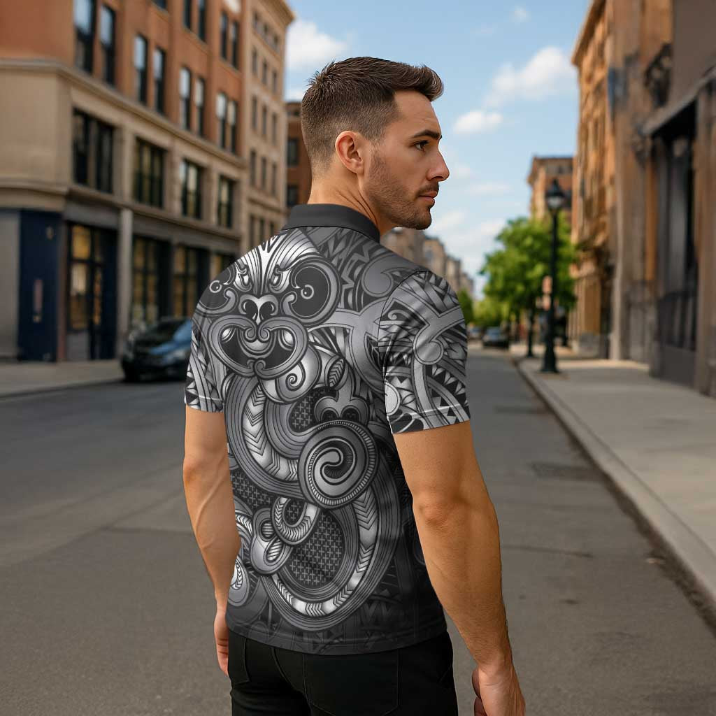 Aotearoa Maori Hei Tiki Zipper Polo Shirt Kiwikiwi Kowhaiwhai Puhoro Motif LT9 - Polynesian Pride