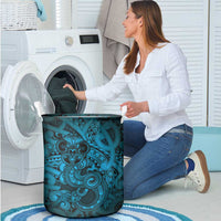Aotearoa Maori Hei Tiki Laundry Basket Kikorangi Kowhaiwhai Puhoro Motif