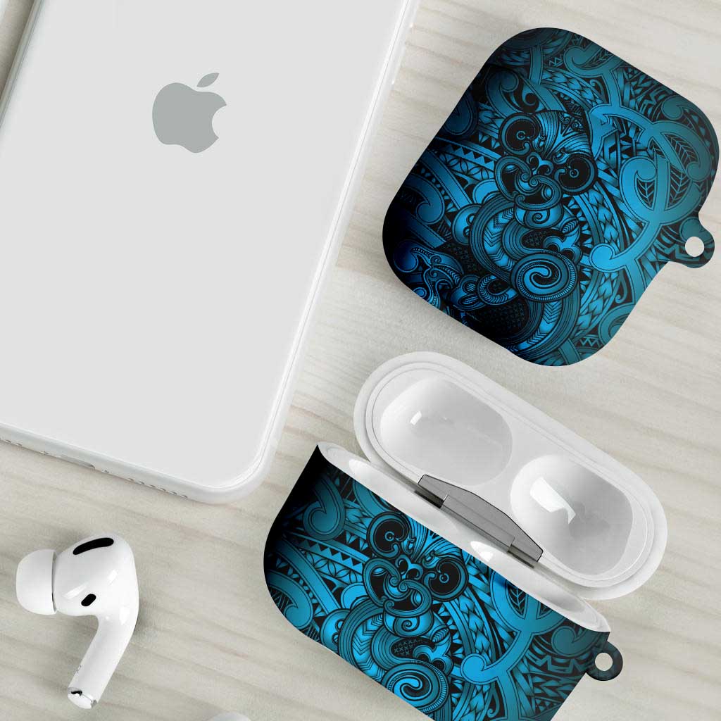 Aotearoa Maori Hei Tiki AirPods Case Kikorangi Kowhaiwhai Puhoro Motif