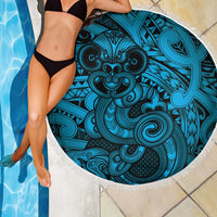 Aotearoa Maori Hei Tiki Beach Blanket Kikorangi Kowhaiwhai Puhoro Motif