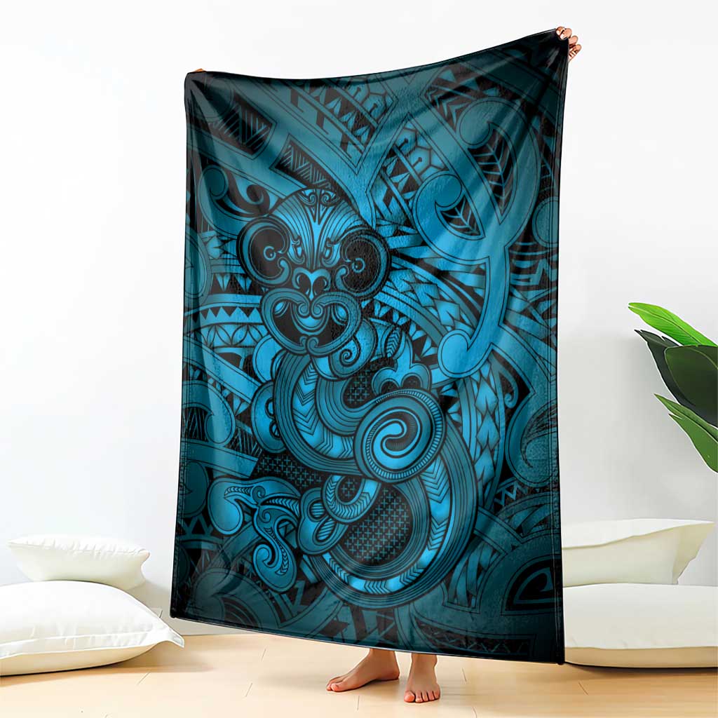 Aotearoa Maori Hei Tiki Blanket Kikorangi Kowhaiwhai Puhoro Motif