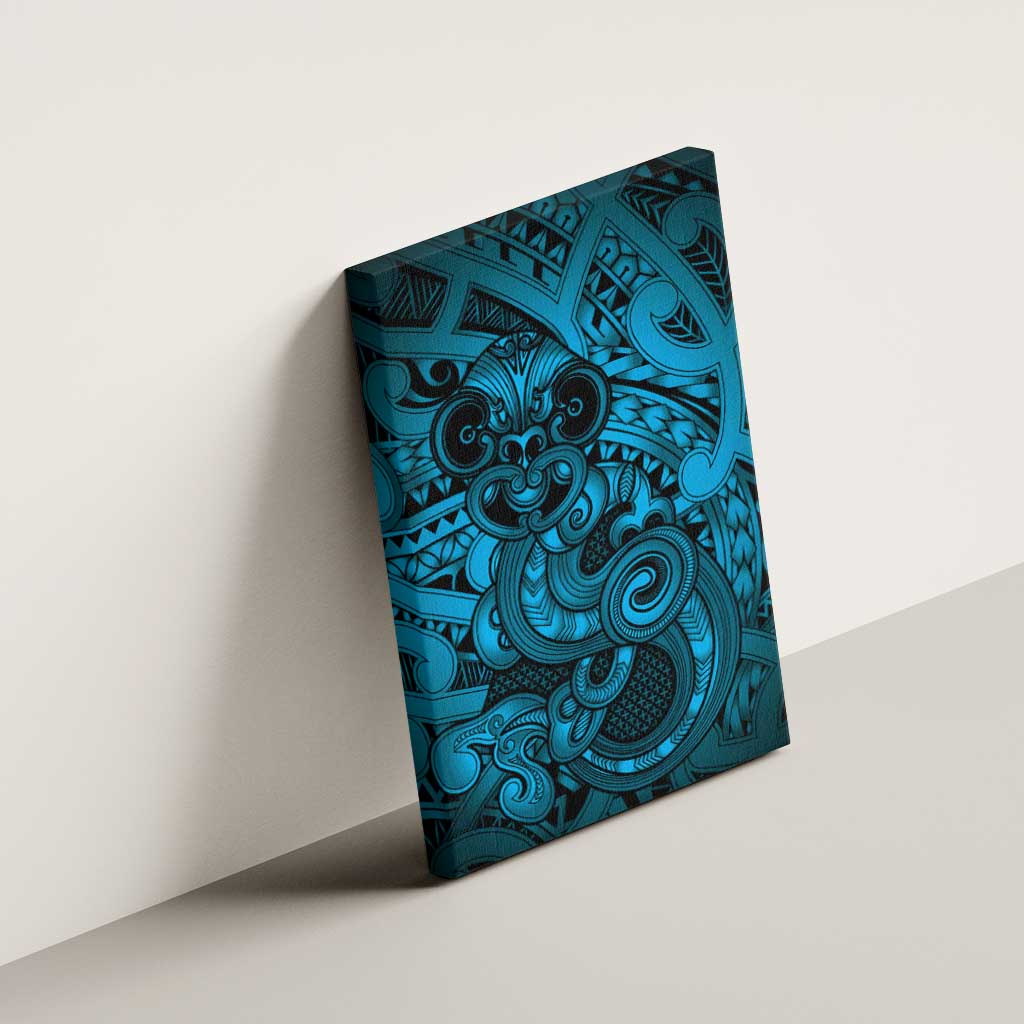 Aotearoa Maori Hei Tiki Canvas Wall Art Kikorangi Kowhaiwhai Puhoro Motif