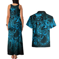 Aotearoa Maori Hei Tiki Couples Matching Tank Maxi Dress and Hawaiian Shirt Kikorangi Kowhaiwhai Puhoro Motif LT9 - Polynesian Pride