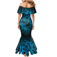 Aotearoa Maori Hei Tiki Family Matching Mermaid Dress and Hawaiian Shirt Kikorangi Kowhaiwhai Puhoro Motif LT9 - Polynesian Pride