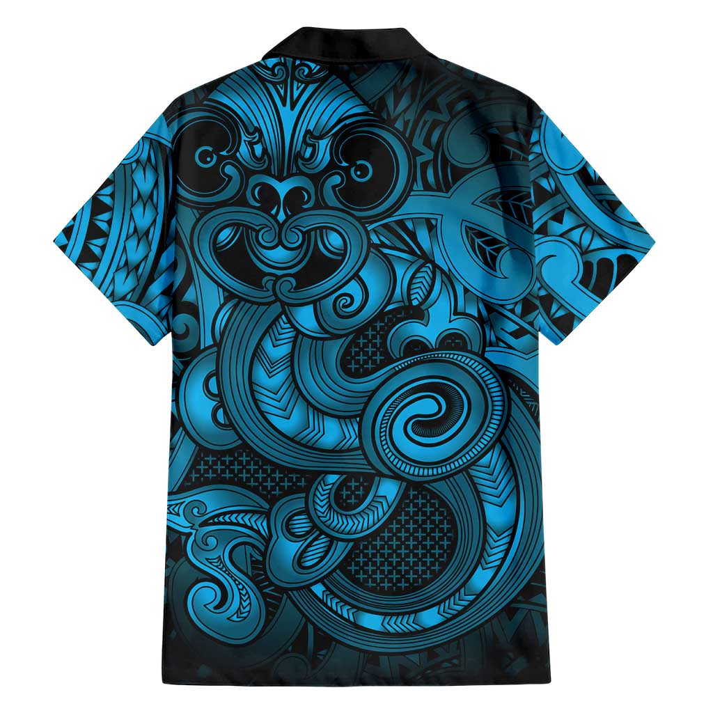 Aotearoa Maori Hei Tiki Family Matching Puletasi and Hawaiian Shirt Kikorangi Kowhaiwhai Puhoro Motif LT9 - Polynesian Pride