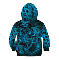 Aotearoa Maori Hei Tiki Kid Hoodie Kikorangi Kowhaiwhai Puhoro Motif LT9 - Polynesian Pride