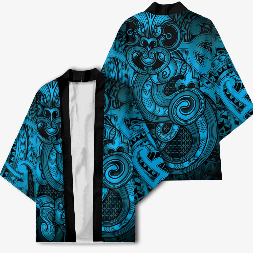 Aotearoa Maori Hei Tiki Kimono Kikorangi Kowhaiwhai Puhoro Motif