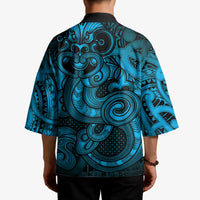 Aotearoa Maori Hei Tiki Kimono Kikorangi Kowhaiwhai Puhoro Motif