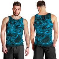 Aotearoa Maori Hei Tiki Men Tank Top Kikorangi Kowhaiwhai Puhoro Motif