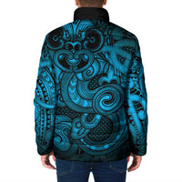 Aotearoa Maori Hei Tiki Padded Jacket Kikorangi Kowhaiwhai Puhoro Motif