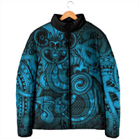 Aotearoa Maori Hei Tiki Padded Jacket Kikorangi Kowhaiwhai Puhoro Motif