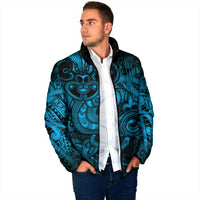 Aotearoa Maori Hei Tiki Padded Jacket Kikorangi Kowhaiwhai Puhoro Motif