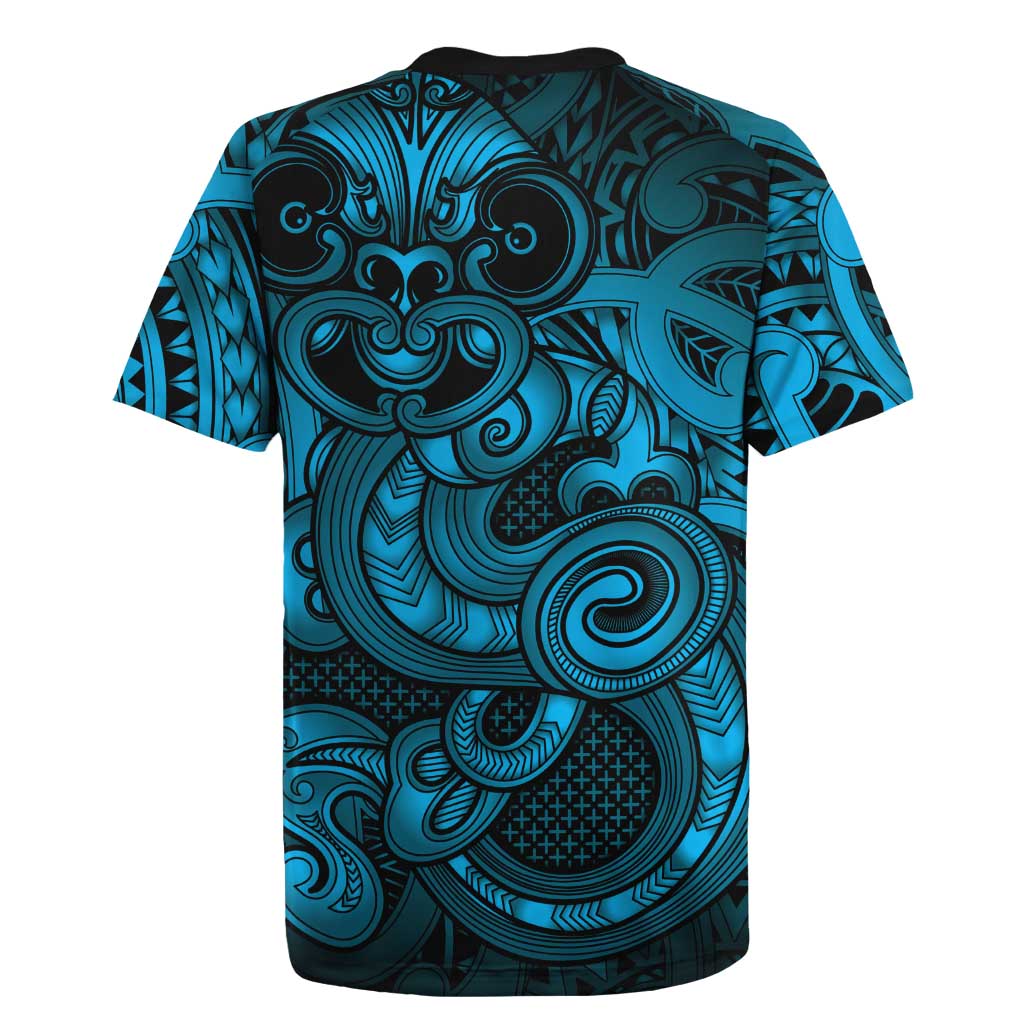 Aotearoa Maori Hei Tiki Rugby Jersey Kikorangi Kowhaiwhai Puhoro Motif